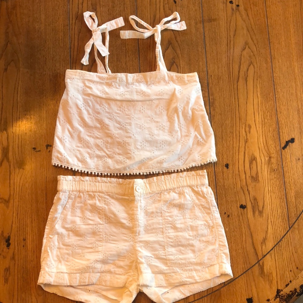 White Summer Crop and Shorts Set